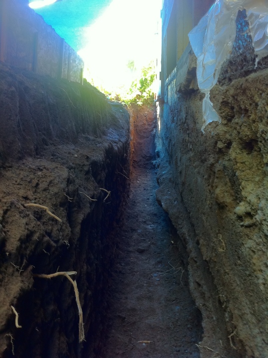 The completed south side trench.